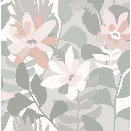 Manhattan Comfort Preston Koko Grey Floral 33 ft L X 205 in W Wallpaper BR4014-26454